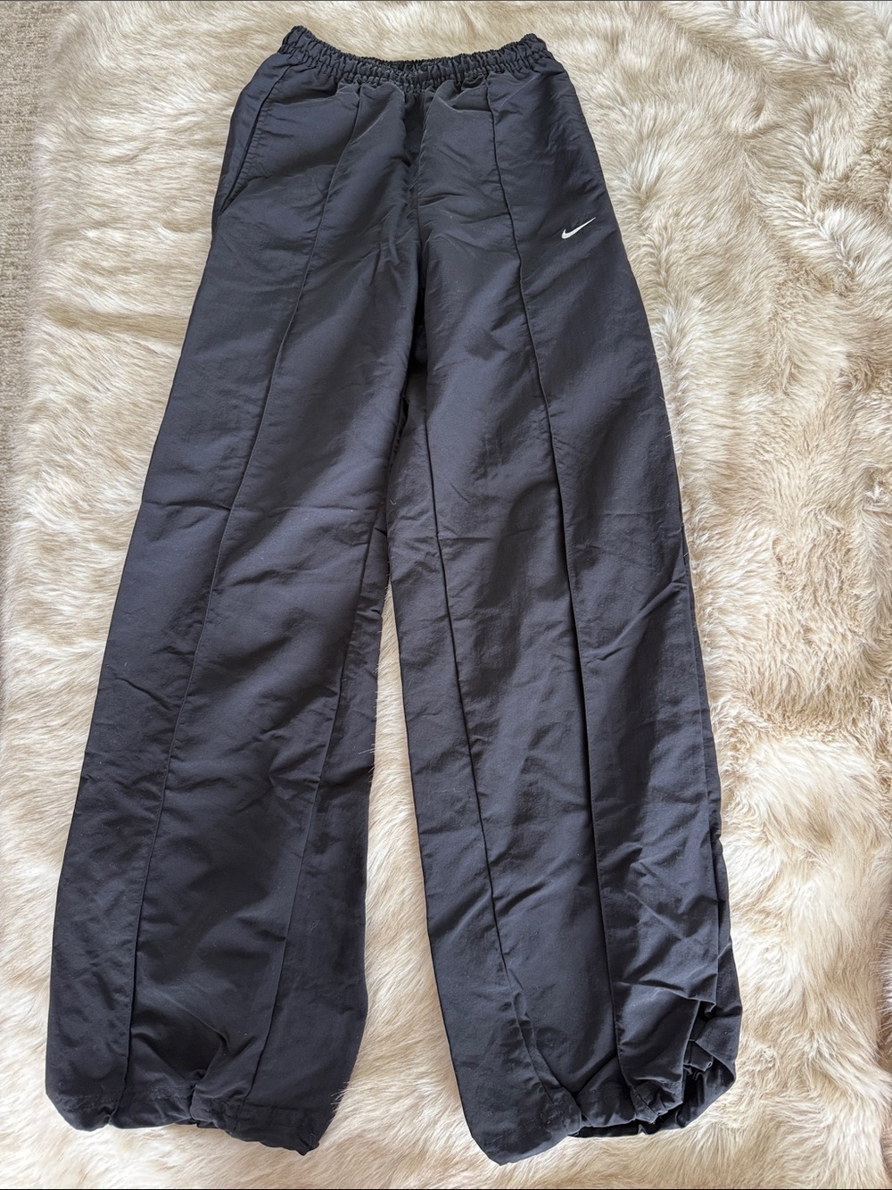 Nike Black Loose-Fit Windbreaker Track Pants with Elastic Ankles